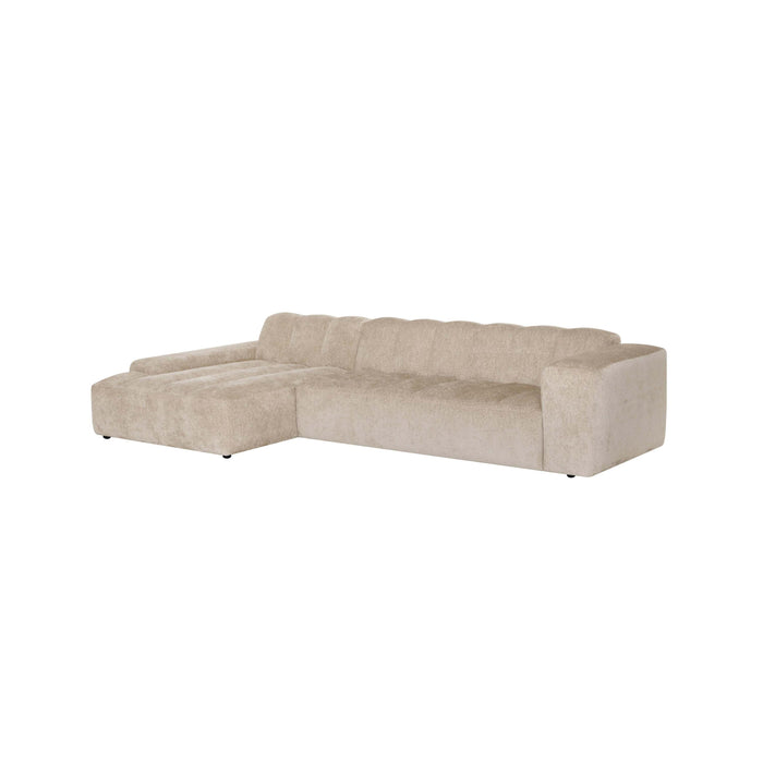by fonQ Plume 4-zits Hoekbank met Chaise Longue Links - Chenille - Beige