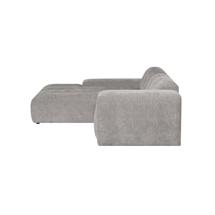 by fonQ Plume 2,5-zits Hoekbank met Chaise Longue XL Links - Chenille - Grijs
