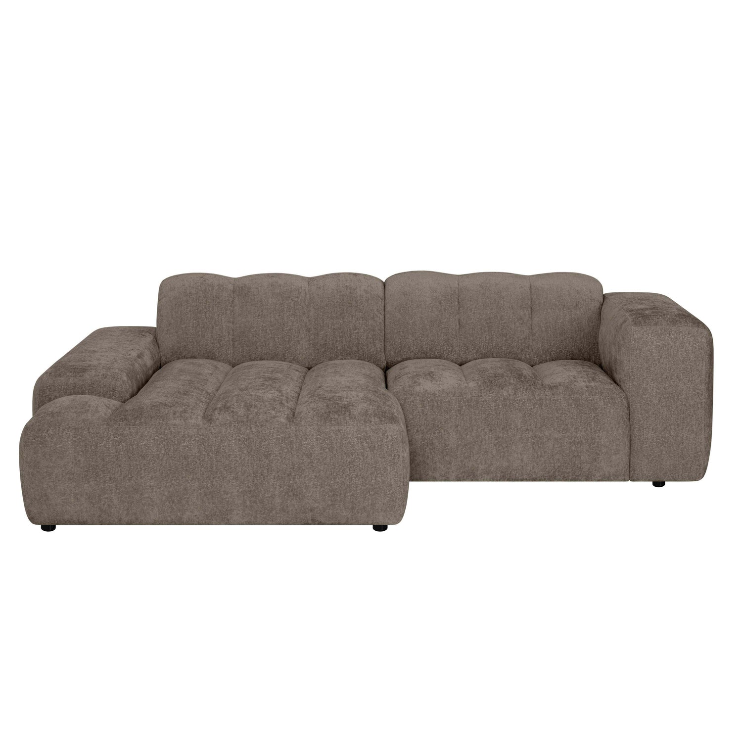 by fonQ Plume 2,5-zits Hoekbank met Chaise Longue Links - Chenille - Mocca