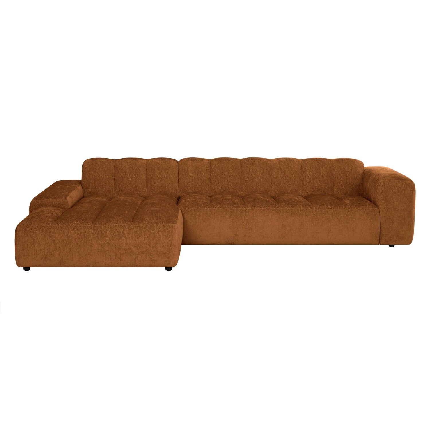 by fonQ Plume 4-zits Hoekbank met Chaise Longue XL Links - Chenille - Terra