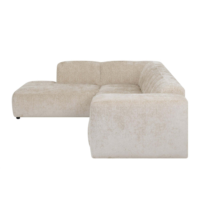 by fonQ Plume 3-zits Hoekbank Links - Chenille - Beige