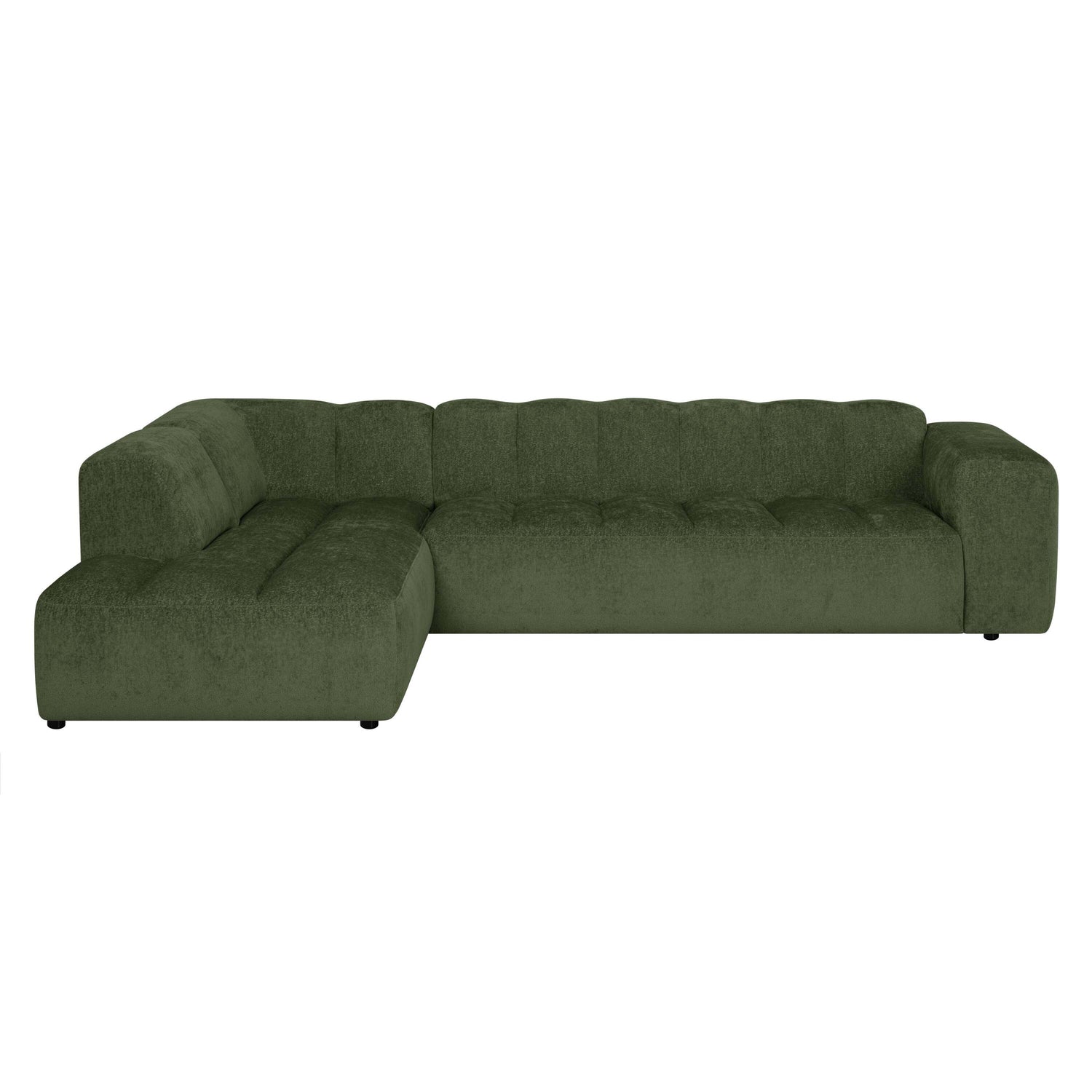 by fonQ Plume 3-zits Hoekbank Links - Chenille - Groen