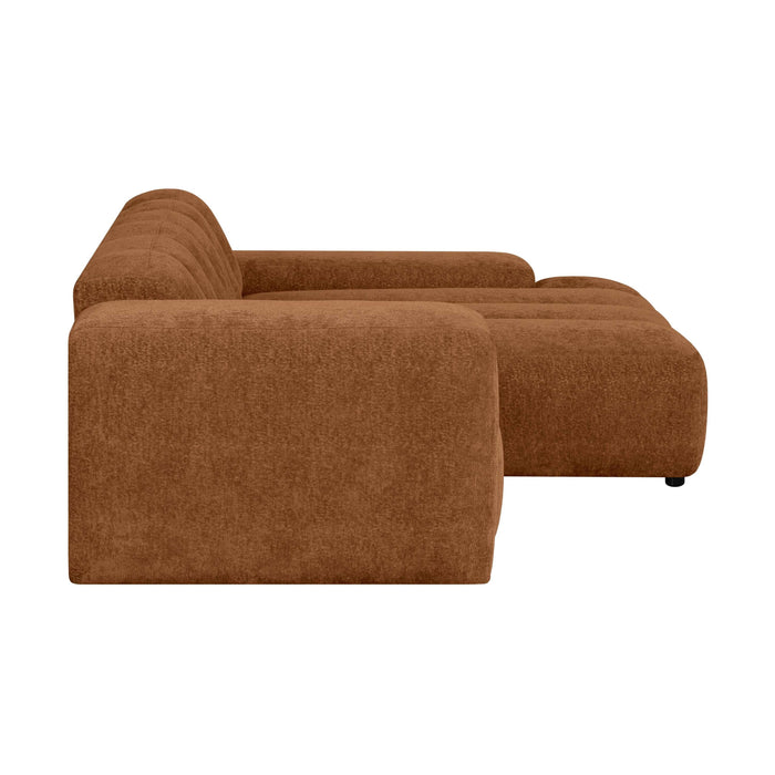 by fonQ Plume 2,5-zits Hoekbank met Chaise Longue Rechts - Chenille - Terra