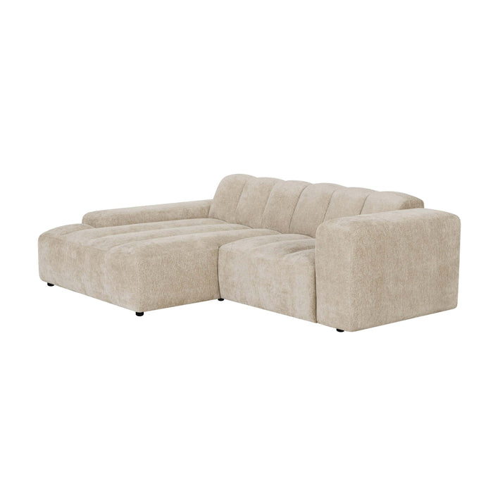 by fonQ Plume 2,5-zits Hoekbank met Chaise Longue Links - Chenille - Beige