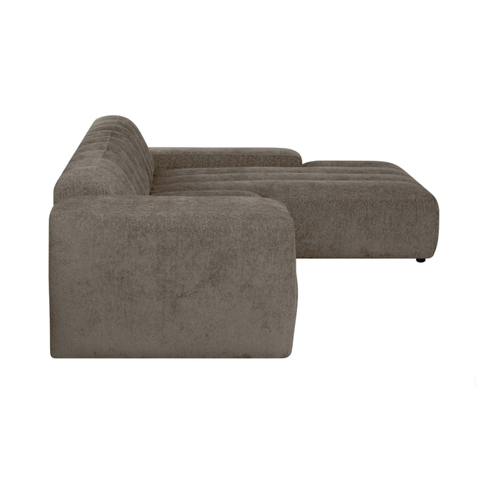 by fonQ Plume 4-zits Hoekbank met Chaise Longue XL Rechts - Chenille - Mocca