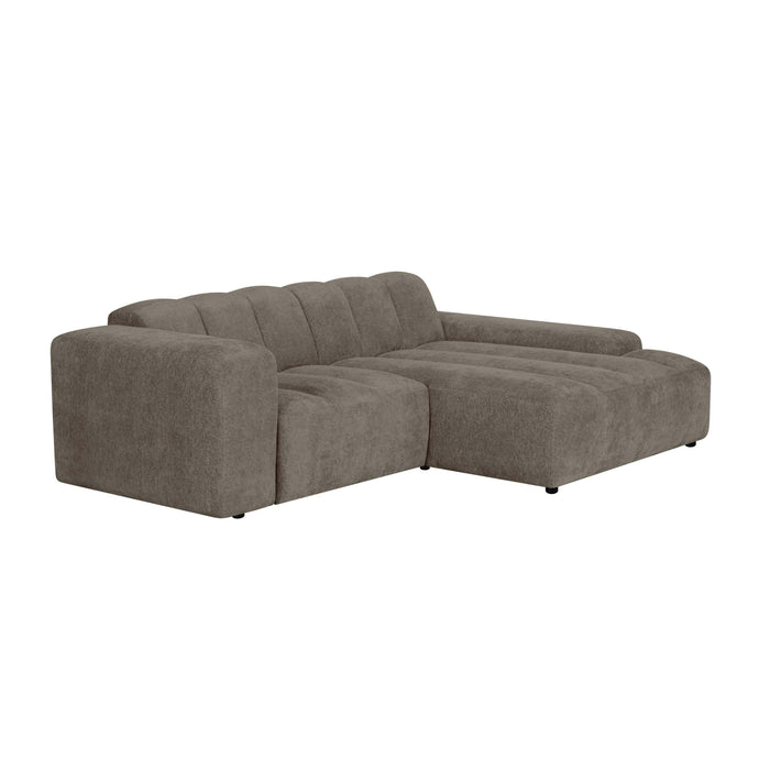 by fonQ Plume 2,5-zits Hoekbank met Chaise Longue Rechts - Chenille - Mocca