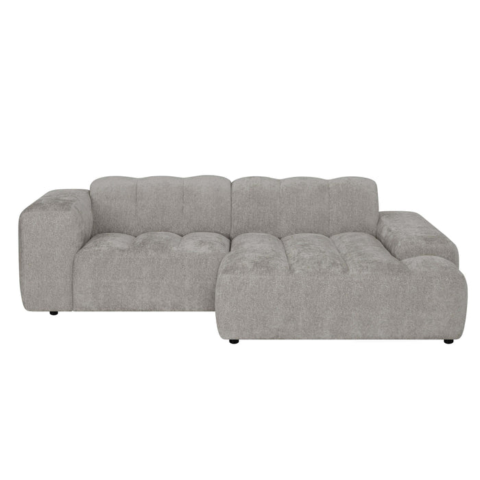 by fonQ Plume 2,5-zits Hoekbank met Chaise Longue Rechts - Chenille - Grijs