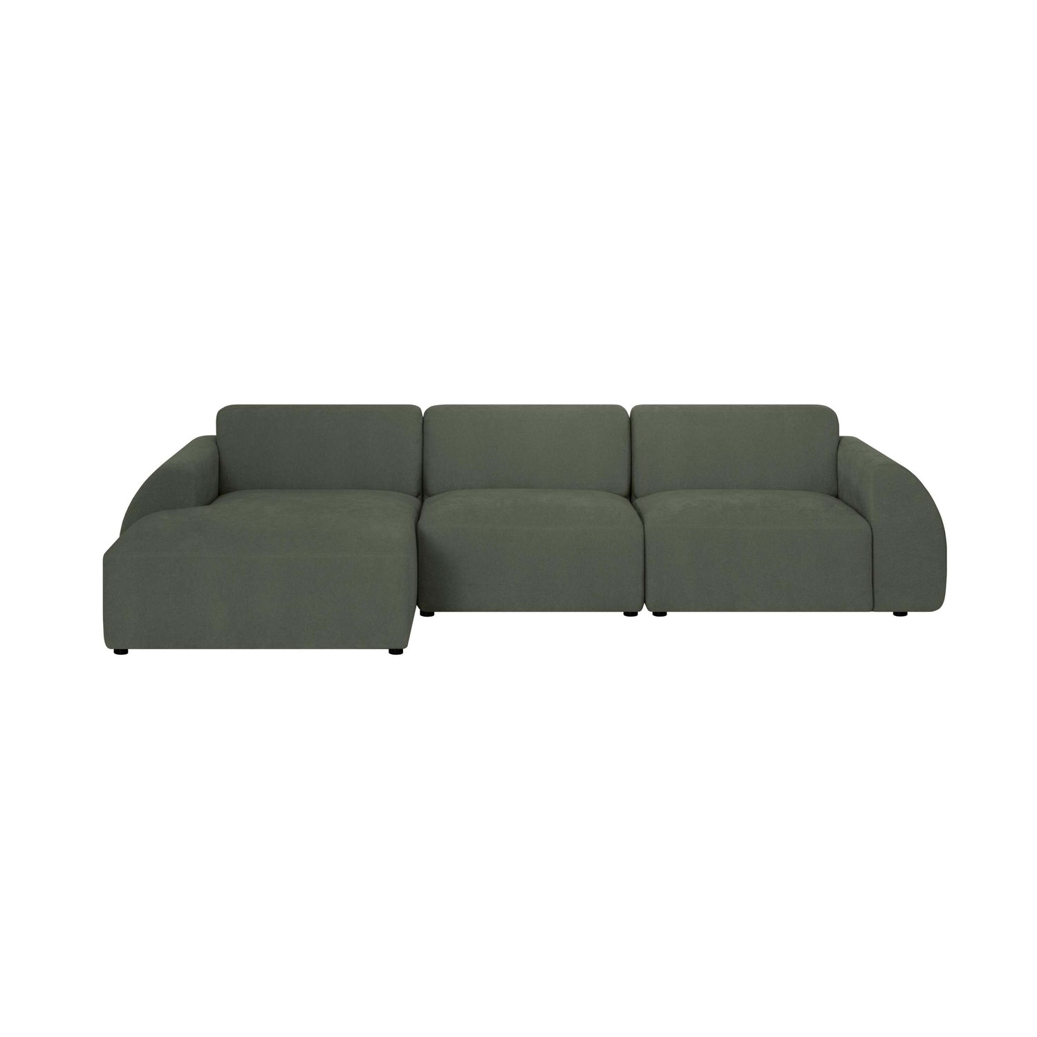 by fonQ Bink 3-zits Hoekbank met Chaise Longue Links - Bouclé - Mosgroen