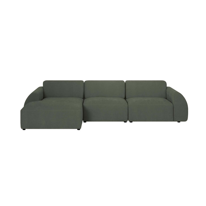 by fonQ Bink 3-zits Hoekbank met Chaise Longue Links - Bouclé - Mosgroen