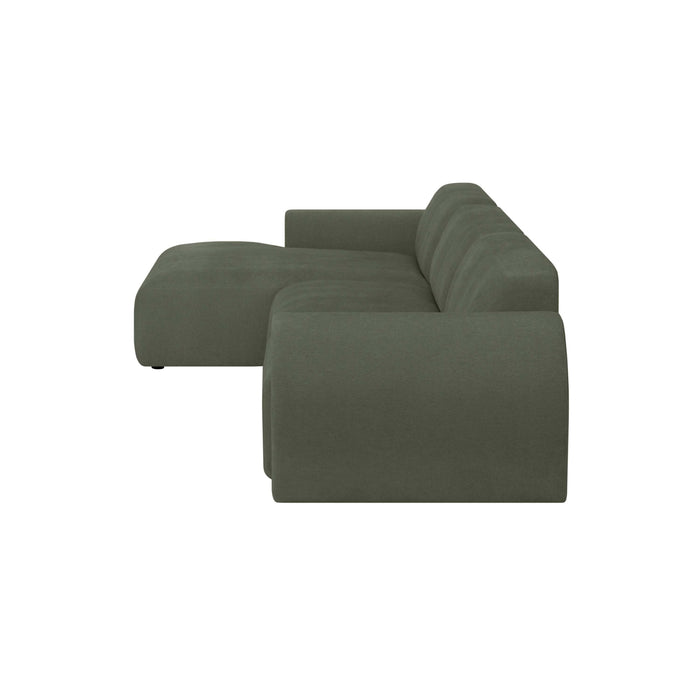 by fonQ Bink 3-zits Hoekbank met Chaise Longue Links - Bouclé - Mosgroen