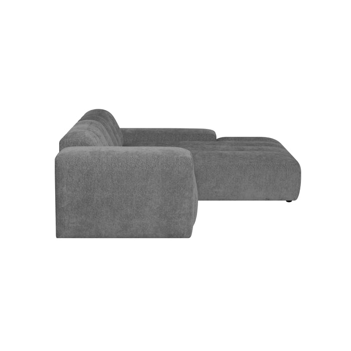 by fonQ Plume 3-zits Hoekbank met Chaise Longue XL Rechts - Chenille - Antraciet