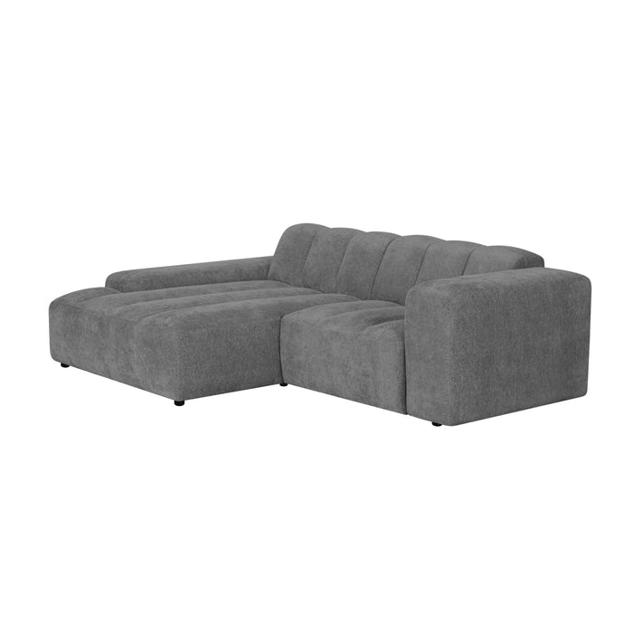 by fonQ Plume 2,5-zits Hoekbank met Chaise Longue Links - Chenille - Antraciet