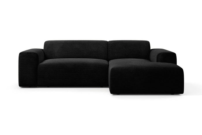 NADUVI Collection Nina Hoekbank Rechts - Ribstof - Zwart
