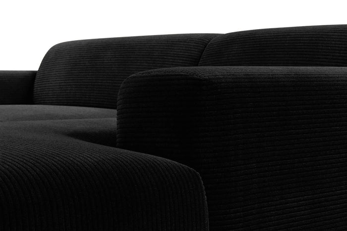 NADUVI Collection Nina Hoekbank Rechts - Ribstof - Zwart