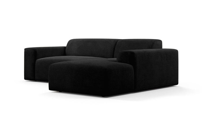 NADUVI Collection Nina Hoekbank Rechts - Ribstof - Zwart