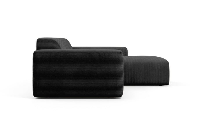 NADUVI Collection Nina Hoekbank Rechts - Ribstof - Zwart