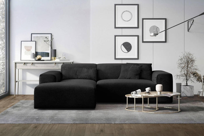 NADUVI Collection Nina Hoekbank Links - Ribstof - Zwart