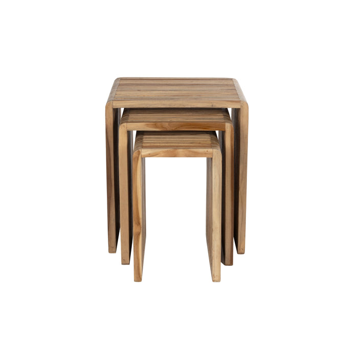 Housecraft Living Djia Bijzettafel Teak Hout - Set van 3 - Bruin