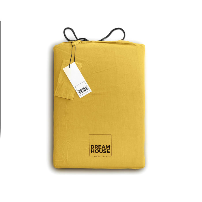 Dekbedovertrek Stone Washed - 100% Natuurlijk - Okergeel - 200x220cm