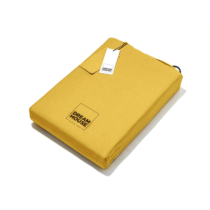 Dekbedovertrek Stone Washed - 100% Natuurlijk - Okergeel - 200x220cm