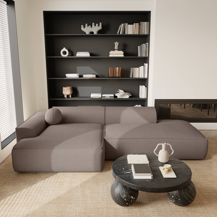 Sofa linkerhoek antracietgrijs geweven 300cm