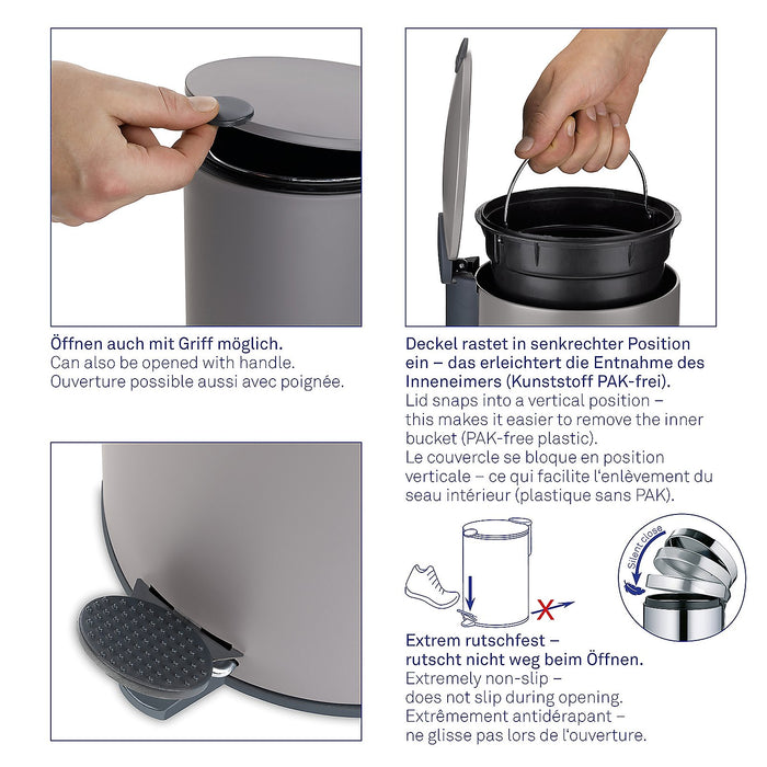 Kela Pedaal Afvalemmer, 5 L, Zwart | Mats