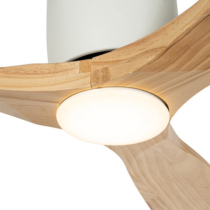 QAZQA Plafondventilator wit met hout 131.5cm incl. LED dimbaar met