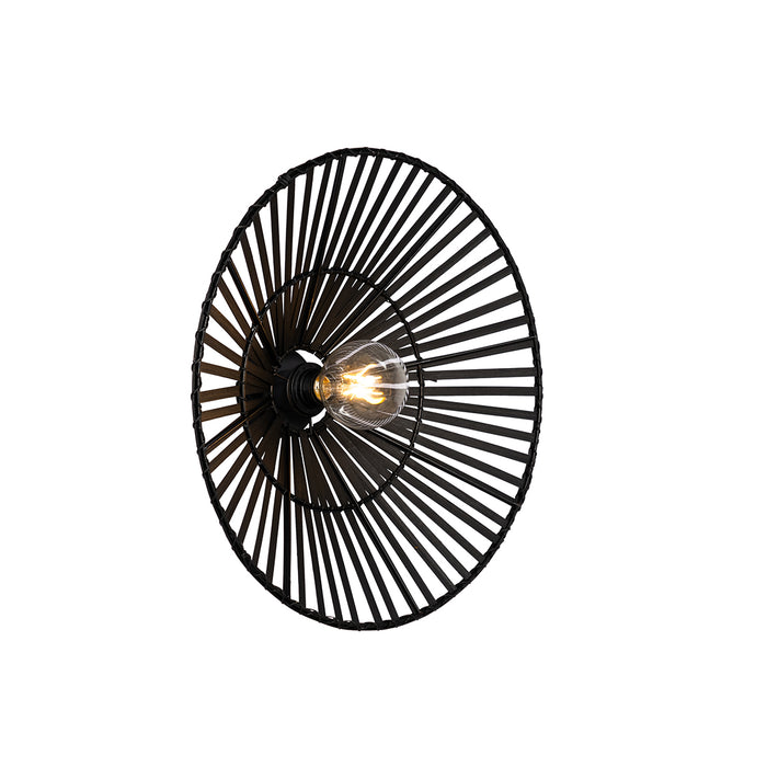 QAZQA Oosterse wandlamp zwart bamboe rond - Pua