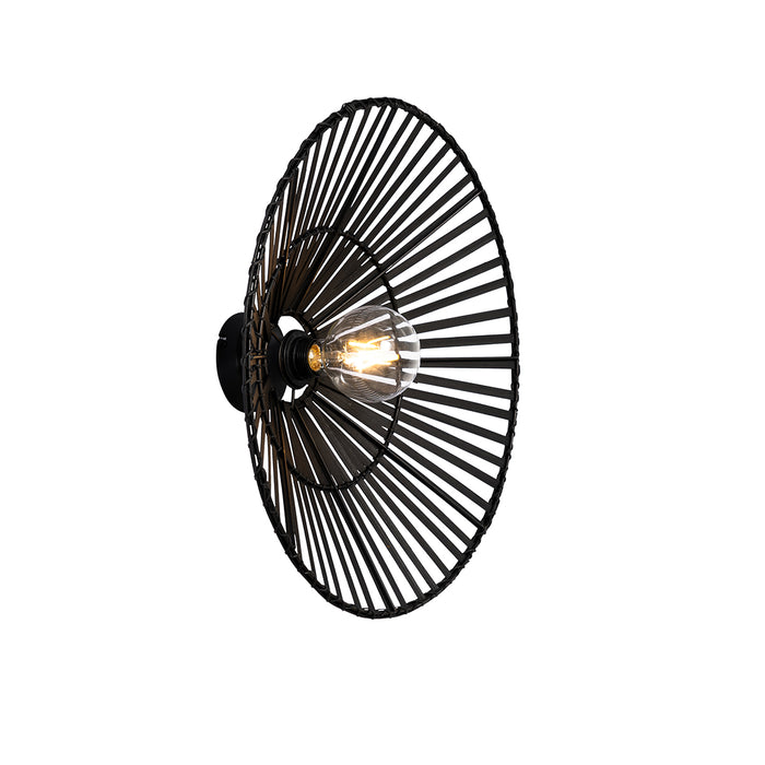 QAZQA Oosterse wandlamp zwart bamboe rond - Pua