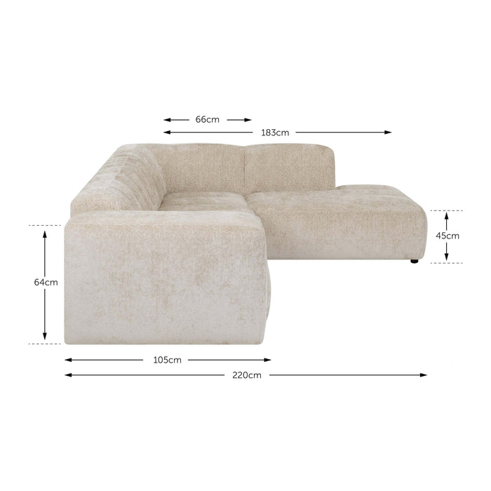 by fonQ Plume 3-zits Hoekbank Rechts - Chenille - Terra