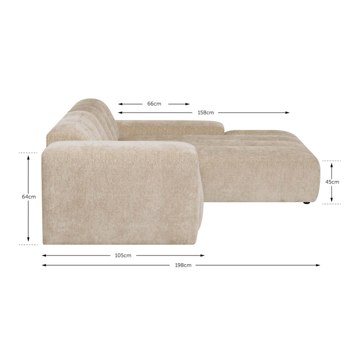 by fonQ Plume 2,5-zits Hoekbank met Chaise Longue XL Rechts - Chenille - Groen