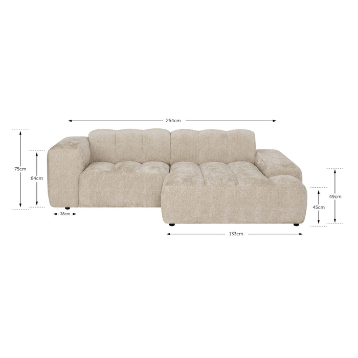 by fonQ Plume 2,5-zits Hoekbank met Chaise Longue Rechts - Chenille - Groen