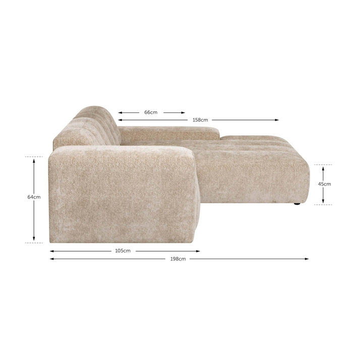 by fonQ Plume 3-zits Hoekbank met Chaise Longue XL Rechts - Chenille - Mocca