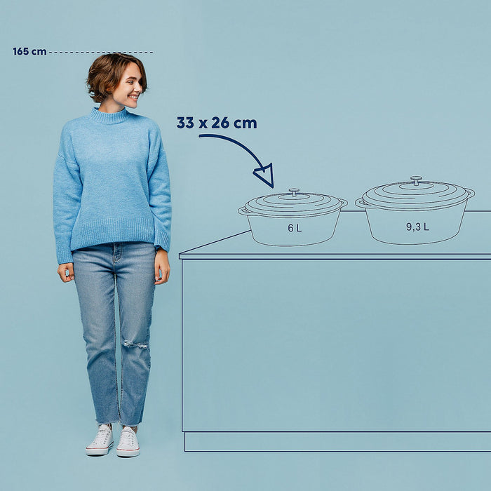 Braadpan Gietijzer Ovaal Zwart, 33 cm x 26 cm- Kela | Calido