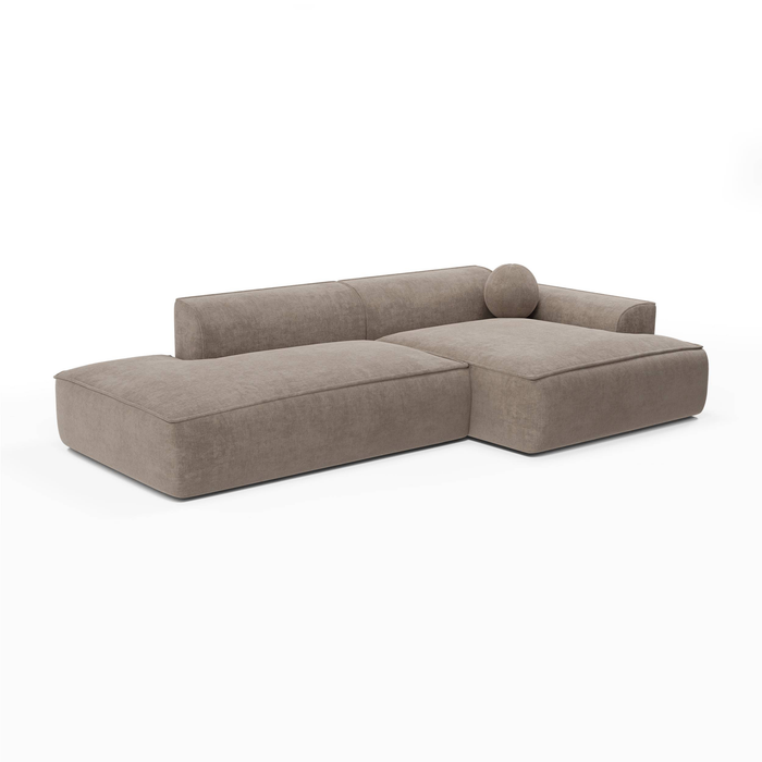 Taupe fluwelen hoekbank 300cm
