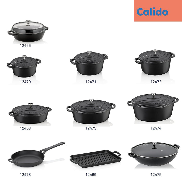 Braadpan, Gietijzer, Laag, Zwart, 28 cm - Kela | Calido