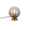QAZQA Art deco tafellamp messing met smoke glas - Pallon