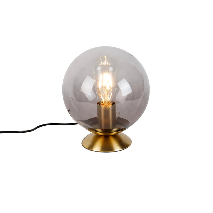 QAZQA Art deco tafellamp messing met smoke glas - Pallon