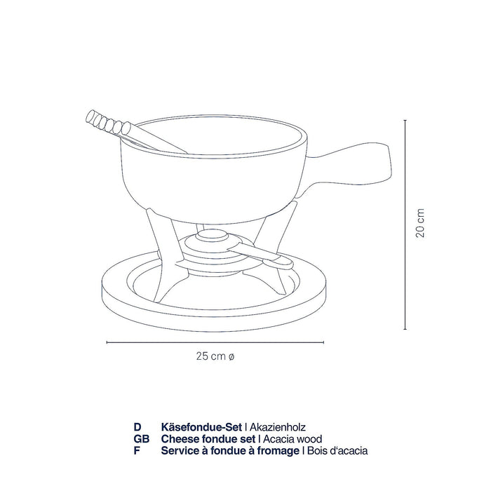 Kela - Fondueset Keramiek met hout, Zwart - Kela
