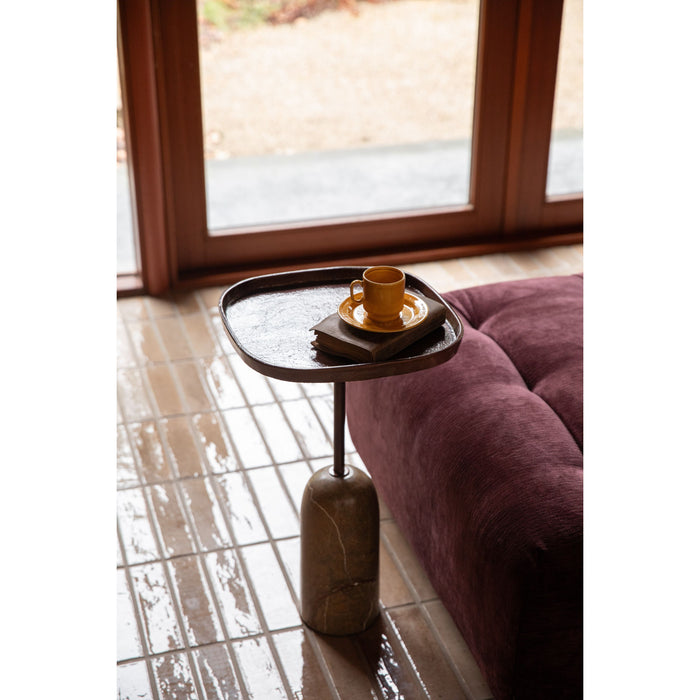 Dutchbone Rimo Bijzettafel Bruin Metaal| Marmer