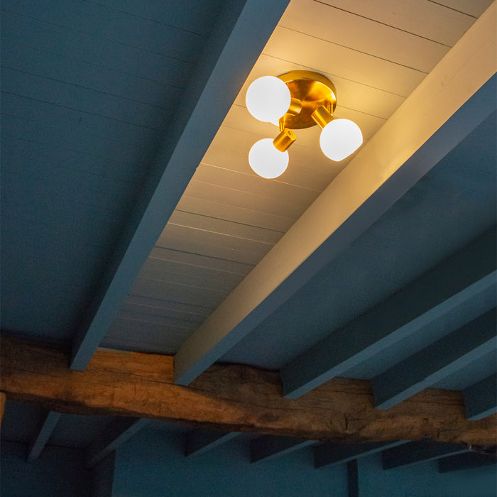 QAZQA Plafondspot goud met opaal glas 3-lichts verstelbaar - Anouk