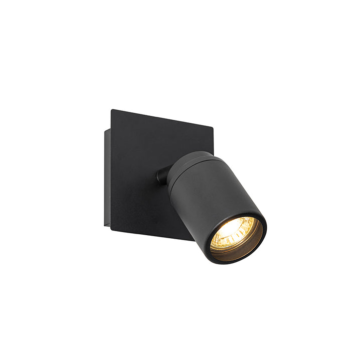 QAZQA Moderne badkamer spot zwart vierkant IP44 - Ducha