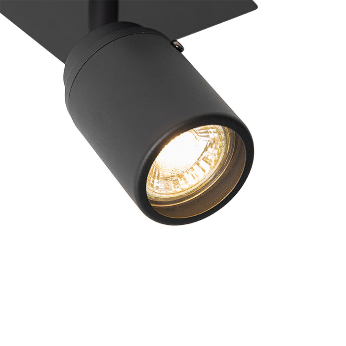 QAZQA Moderne badkamer spot zwart vierkant IP44 - Ducha