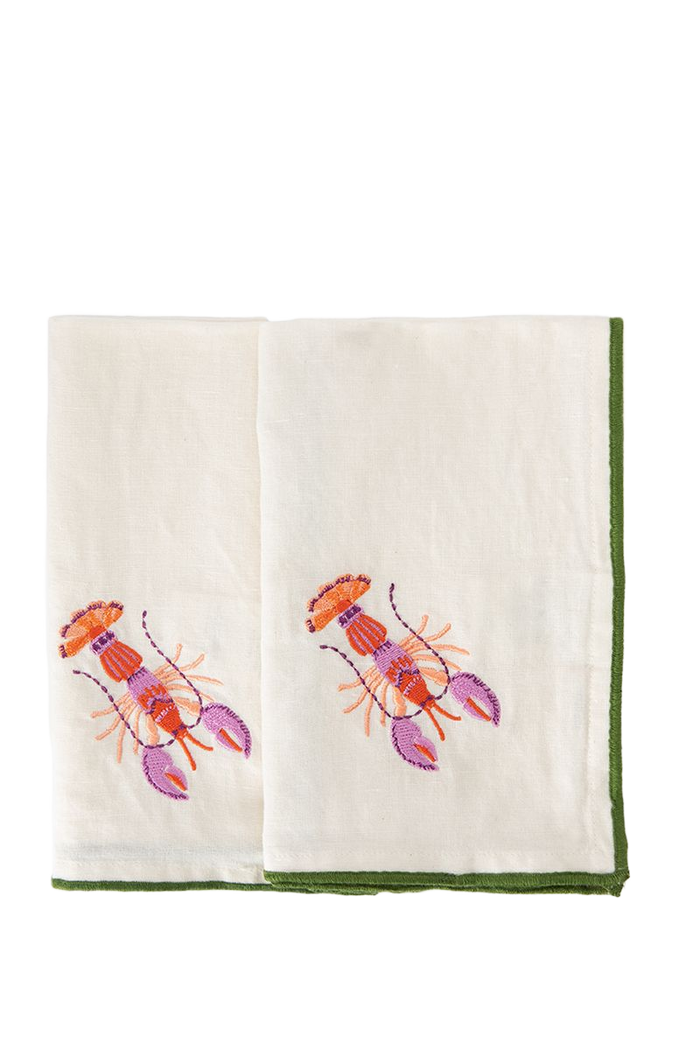 Sissy-Boy Set van 2 multicolour servetten met kreeft-2st.