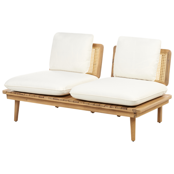 Beliani - ACCADIA - Loungeset - Lichtbeige - Acaciahout