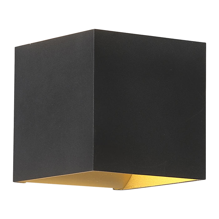 Searchlight Wall Wandlamp Vierkant - H 9,7 cm - Zwart / Goud