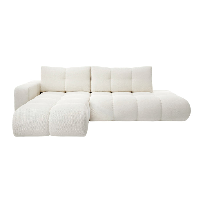 by fonQ Charme Hoekbank Links met Slaapfunctie - Weefstof - Ivoor