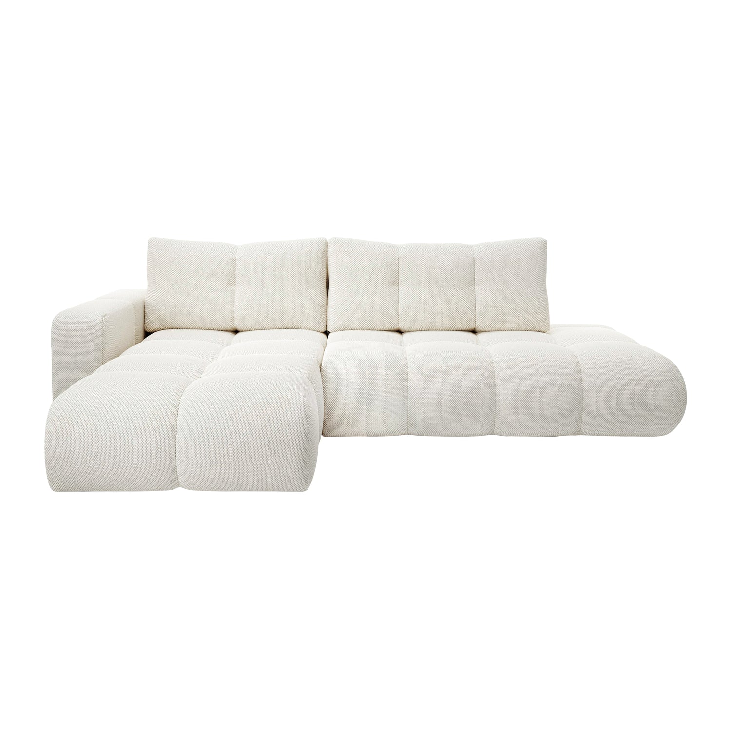 by fonQ Charme Hoekbank Links met Slaapfunctie - Weefstof - Ivoor