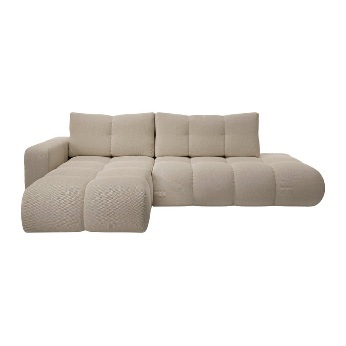 by fonQ Charme Hoekbank Links met Slaapfunctie - Weefstof - Beige