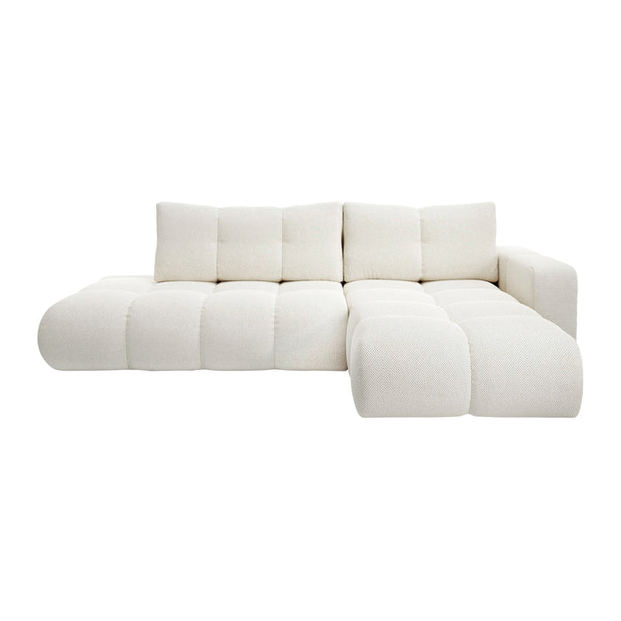by fonQ Charme Hoekbank Rechts met Slaapfunctie - Weefstof - Ivoor